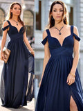 A-Line/Princess Sleeveless Straps Floor-Length Chiffon Bridesmaid Dresses TPP0005160