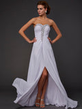 Sheath/Column Strapless Sleeveless Beading Long Chiffon Dresses TPP0002796