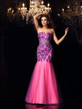 Trumpet/Mermaid Sweetheart Beading Sleeveless Long Net Dresses TPP0003335