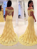 Trumpet/Mermaid Off-the-Shoulder Sleeveless Lace Sweep/Brush Train Dresses TPP0002205