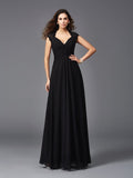 A-Line/Princess V-neck Sleeveless Long Chiffon Bridesmaid dresses TPP0005278