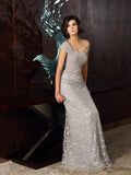 A-Line/Princess Off-the-Shoulder Applique Sleeveless Long Chiffon Mother of the Bride Dresses TPP0007034