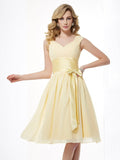 A-Line/Princess Straps Sleeveless Pleats Short Chiffon Bridesmaid Dresses TPP0005096