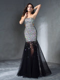 Sheath/Column Strapless Sequin Sleeveless Long Satin Dresses TPP0002738