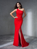 Trumpet/Mermaid One-Shoulder Sleeveless Long Lace Dresses TPP0002833