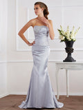 Trumpet/Mermaid Strapless Beading Long Elastic Woven Satin Dresses TPP0002415