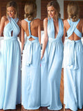 A-Line/Princess Sleeveless Spandex Floor-Length Bridesmaid Dresses TPP0005230