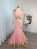 Trumpet/Mermaid Silk like Satin Applique Long Sleeves V-neck Sweep/Brush Train Dresses TPP0004370