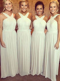 A-Line/Princess Halter Sleeveless Floor-Length Chiffon Bridesmaid Dresses TPP0005231