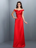 Sheath/Column Off-the-Shoulder Sleeveless Long Satin Bridesmaid Dresses TPP0005332