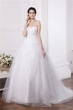 Ball Gown Sweetheart Sleeveless Beading Applique Long Net Wedding Dresses TPP0006851