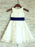 A-line/Princess Sleeveless Scoop Ruffles Tea-Length Chiffon Flower Girl Dresses TPP0007773