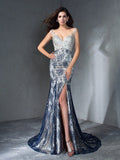 Trumpet/Mermaid V-neck Beading Sleeveless Long Lace Dresses TPP0002678