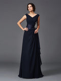 A-Line/Princess V-neck Applique Sleeveless Long Chiffon Mother of the Bride Dresses TPP0007235