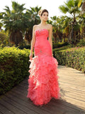 Trumpet/Mermaid Strapless Beading Sleeveless Long Organza Dresses TPP0004155