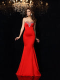 Sheath/Column Sweetheart Beading Sleeveless Long Satin Dresses TPP0002214