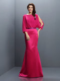 Trumpet/Mermaid Bateau Sash/Ribbon/Belt Long Sleeves Long Chiffon Bridesmaid Dresses TPP0005516