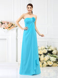 A-Line/Princess Strapless Hand-Made Flower Sleeveless Long Chiffon Bridesmaid Dresses TPP0005590