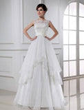 A-Line/Princess Beading Sleeveless Long Lace Organza Wedding Dresses TPP0006916