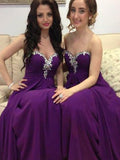 A-Line/Princess Sleeveless Beading Sweetheart Chiffon Floor-Length Bridesmaid Dresses TPP0005337