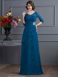 A-Line/Princess V-neck 3/4 Sleeves Long Chiffon Mother of the Bride Dresses TPP0007117