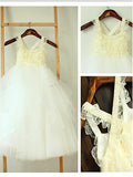 Ball Gown Square Sleeveless Layers Tea-Length Tulle Flower Girl Dresses TPP0007754