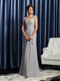 Sheath/Column Sweetheart Applique Short Sleeves Long Chiffon Mother of the Bride Dresses TPP0007130