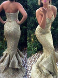 Trumpet/Mermaid Sweetheart Sleeveless Sweep/Brush Train Sequins Dresses TPP0001987