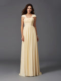 A-Line/Princess Straps Ruffles Sleeveless Long Chiffon Bridesmaid Dresses TPP0005470