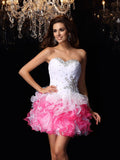 A-Line/Princess Sweetheart Ruffles Sleeveless Short Organza Cocktail Dresses TPP0008363