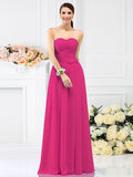 A-Line/Princess Sweetheart Pleats Hand-Made Flower Sleeveless Long Chiffon Bridesmaid Dresses TPP0005765