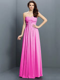 A-Line/Princess Sweetheart Pleats Sleeveless Long Satin Bridesmaid Dresses TPP0005522