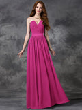 A-line/Princess Sweetheart Ruched Sleeveless Long Chiffon Bridesmaid Dresses TPP0005563