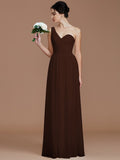 A-Line/Princess One-Shoulder Sleeveless Ruched Floor-Length Chiffon Bridesmaid Dresses TPP0005033