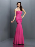 Trumpet/Mermaid Sweetheart Pleats Sleeveless Long Chiffon Bridesmaid Dresses TPP0005371