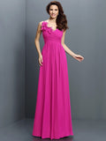 A-Line/Princess V-neck Pleats Sleeveless Long Chiffon Bridesmaid Dresses TPP0005530