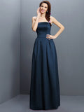 Sheath/Column Strapless Sleeveless Long Satin Bridesmaid Dresses TPP0005853