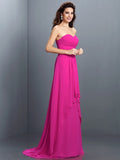 A-Line/Princess Sweetheart Pleats Sleeveless Long Chiffon Bridesmaid Dresses TPP0005681