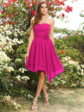 A-Line/Princess Sweetheart Hand-Made Flower Sleeveless Short Chiffon Bridesmaid Dresses TPP0005463