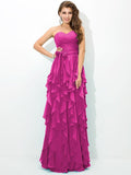 A-Line/Princess Sweetheart Layers Sleeveless Long Chiffon Bridesmaid Dresses TPP0005233