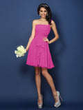 A-Line/Princess Strapless Hand-Made Flower Sleeveless Short Chiffon Bridesmaid Dresses TPP0005650