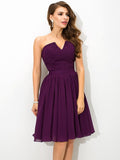 A-Line/Princess V-neck Pleats Sleeveless Short Chiffon Bridesmaid Dresses TPP0005432