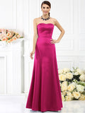 Sheath/Column Strapless Sleeveless Long Satin Bridesmaid Dresses TPP0005642