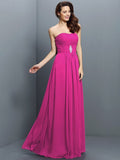 A-Line/Princess Strapless Pleats Sleeveless Long Chiffon Bridesmaid Dresses TPP0005391