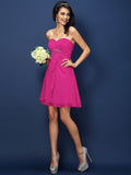 A-Line/Princess Sweetheart Beading Sleeveless Short Chiffon Bridesmaid Dresses TPP0005052