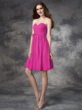 A-line/Princess Sweetheart Ruffles Sleeveless Short Chiffon Bridesmaid Dresses TPP0005552