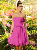 A-Line/Princess Sweetheart Bowknot Sleeveless Short Chiffon Bridesmaid Dresses TPP0005489