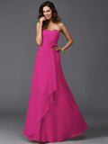 A-Line/Princess Sweetheart Hand-Made Flower Sleeveless Long Chiffon Bridesmaid Dresses TPP0005192