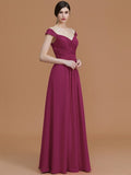 A-Line/Princess V-neck Sleeveless Floor-Length Lace Chiffon Bridesmaid Dresses TPP0005569