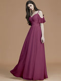 A-Line/Princess Spaghetti Straps Sleeveless Floor-Length Ruffles Chiffon Bridesmaid Dresses TPP0005400